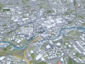 West Yorkshire city UK 70km 3D 모델