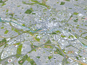 West Yorkshire city UK 70km 3D 모델