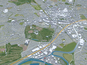 West Yorkshire city UK 70km 3D 모델