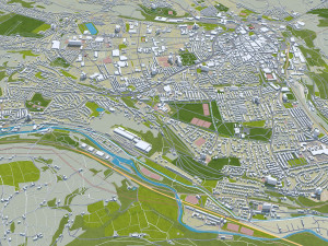 West Yorkshire city UK 70km 3D 모델