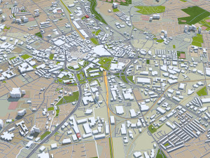 West Yorkshire city UK 70km 3D 모델