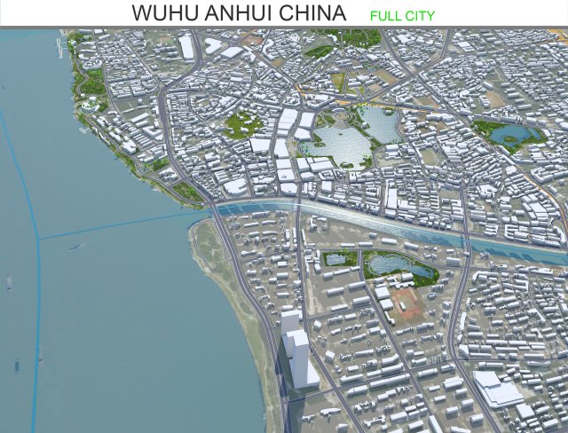 Wuhu Anhui city China 40km 3D 模型 .c4d .max .obj .3ds .fbx .stl .blend