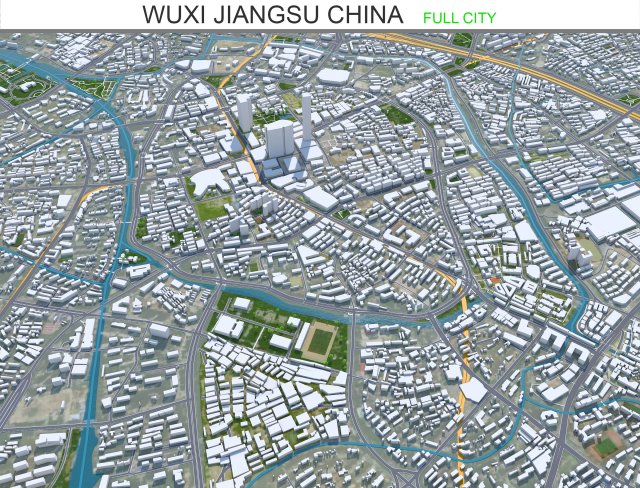 Wuxi Jiangsu city China 70km 3D Model .c4d .max .obj .3ds .fbx .stl .blend 