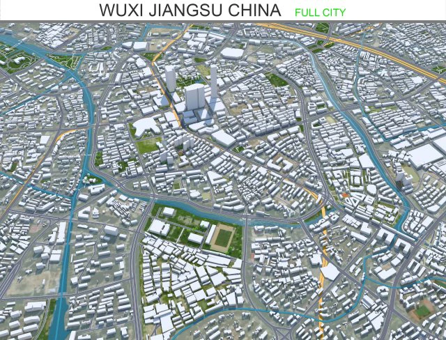 Wuxi Jiangsu city China 70km 3D Model .c4d .max .obj .3ds .fbx .stl .blend