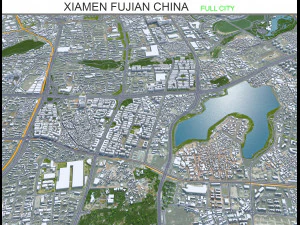 Xiamen Stadt Fujian China 50 km 3D Modell