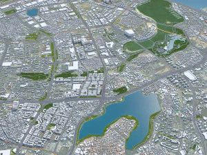 Xiamen city Fujian China 50km 3D Model