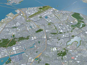 Xiamen city Fujian China 50km 3D Model