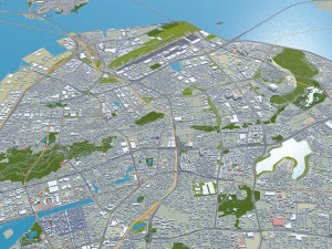 Xiamen city Fujian China 50km 3D Model
