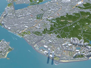 Xiamen city Fujian China 50km 3D Model