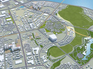 Xiamen city Fujian China 50km 3D Model