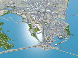 Xiamen city Fujian China 50km 3D Model