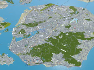 Xiamen city Fujian China 50km 3D Model