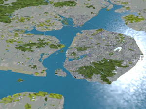 Xiamen city Fujian China 50km 3D Model