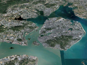 Xiamen city Fujian China 50km 3D Model