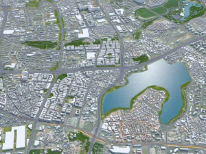 Xiamen city Fujian China 50km 3D Model