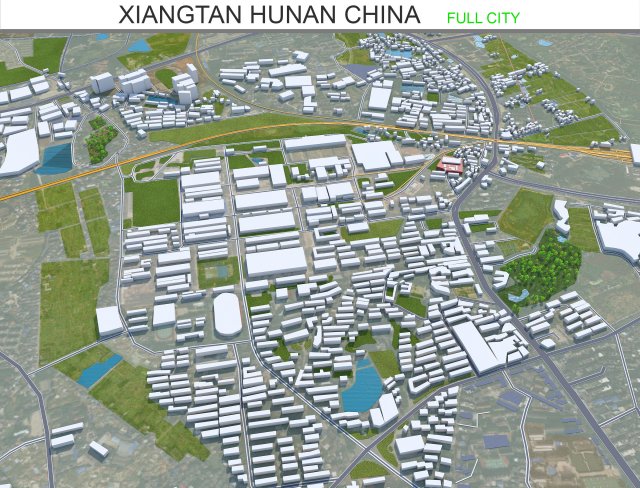 Xiangtan city Hunan China 35km 3D Model .c4d .max .obj .3ds .fbx .stl .blend 