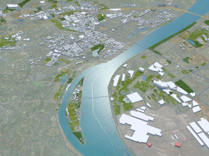 Xiangtan city Hunan China 35km 3D Model