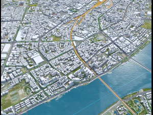 Xiangyang city Hubei China 150km 3D Model