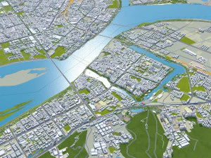 Xiangyang city Hubei China 150km 3D Model