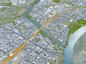 Xiangyang city Hubei China 150km 3D Model
