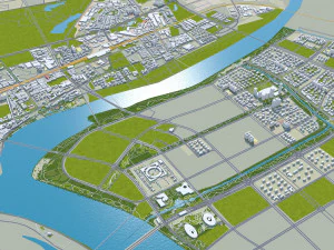 Xiangyang city Hubei China 150km 3D Model
