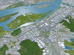 Xiangyang city Hubei China 150km 3D Model