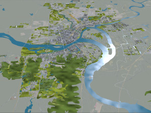 Xiangyang city Hubei China 150km 3D Model