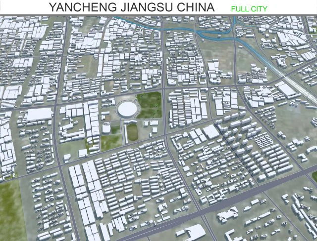 Yancheng city Jiangsu China 150km 3D Model .c4d .max .obj .3ds .fbx .stl .blend 