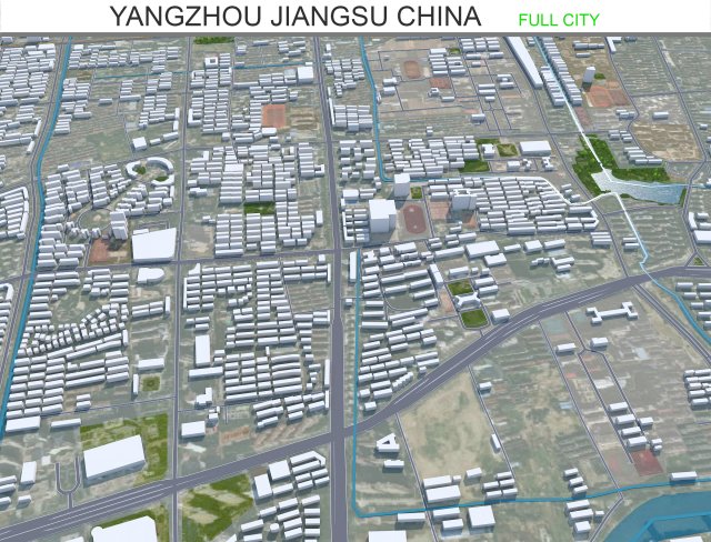 Yangzhou Jiangsu city China 40km 3D Model .c4d .max .obj .3ds .fbx .stl .blend 