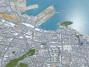 Yantai Shandong city China 150km 3D Model