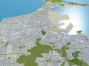 Yantai Shandong city China 150km Modelo 3D