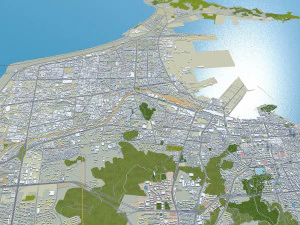 Yantai Shandong city China 150km 3D Model