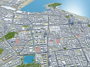 Yantai Shandong city China 150km 3D Model