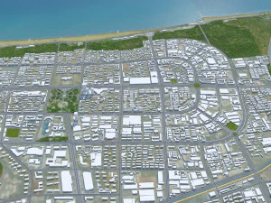 Yantai Shandong city China 150km 3D Model