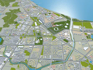 Yantai Shandong city China 150km 3D Model