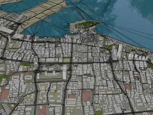 Yantai Shandong city China 150km 3D Model