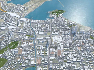 Yantai Shandong city China 150km 3D Model
