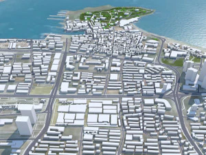 Yantai Shandong city China 150km 3D Model
