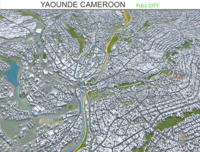 Yaounde city Cameroon 40km 3D Model .c4d .max .obj .3ds .fbx .stl .blend 