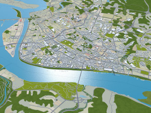 Yichang Hubei city China 40km 3D Model