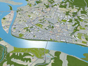 Yichang Hubei city China 40km 3D Model