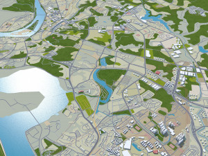 Yichang Hubei city China 40km 3D Model