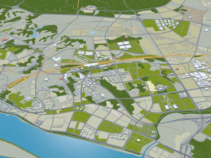 Yichang Hubei city China 40km 3D Model