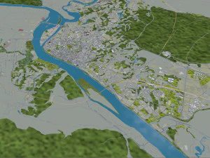 Yichang Hubei city China 40km 3D Model