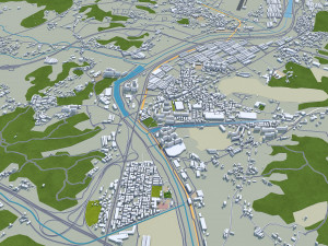 Yongin si city South Korea 20km 3D 模型