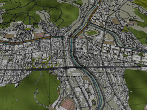 Yongin si city South Korea 20km 3D 模型