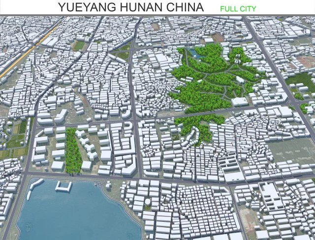 Yueyang city Hunan China 20km 3D Model .c4d .max .obj .3ds .fbx .stl .blend 