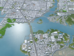 Yueyang city Hunan China 20km 3D Model
