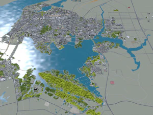 Yueyang city Hunan China 20km 3D Model