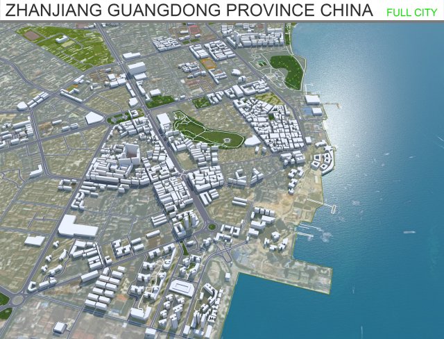 Zhanjiang Guangdong Province China 60km Modelo 3D .c4d .max .obj .3ds .fbx .stl .blend 